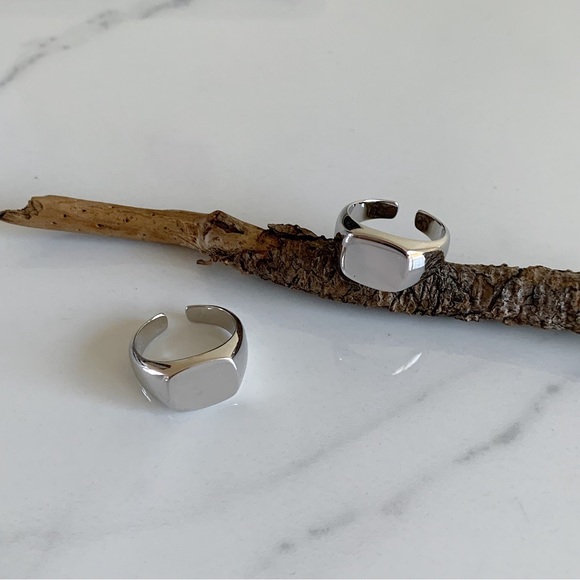 Chunky silver ring, silver stacking ring, square band ring, sterling silver ring - Picture 8 of 8